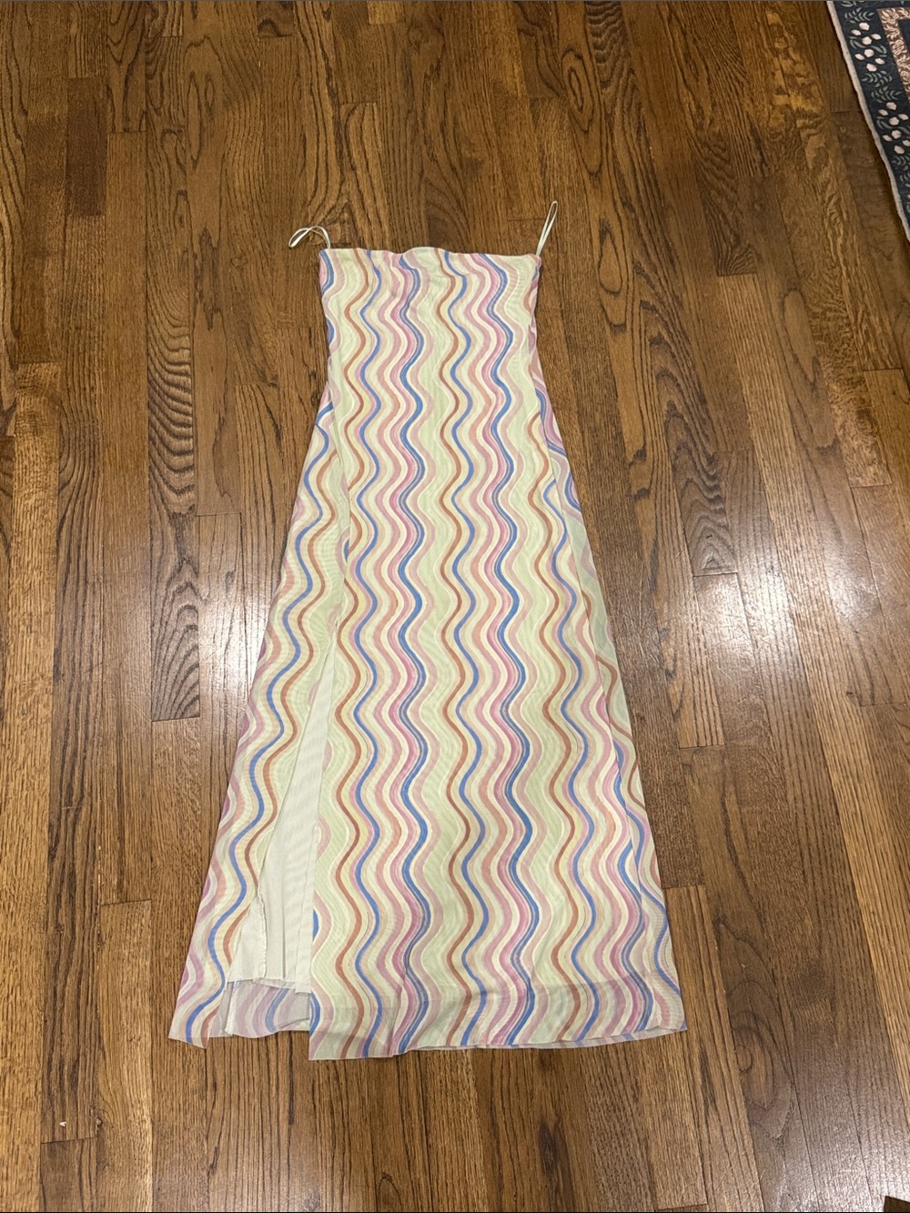 Zara Pastel Wavy Maxi Slip Dress - Yellow, Pink, Blue